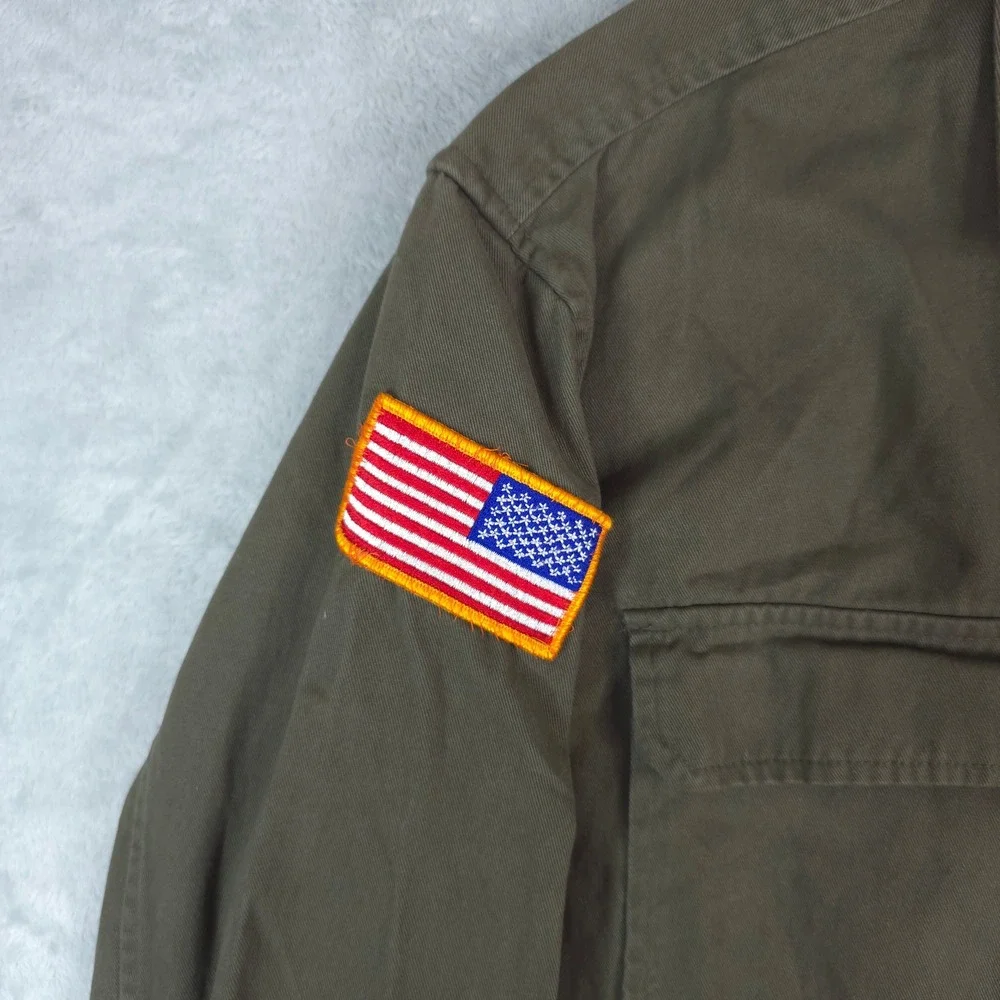 Original Use Military Field Jacket Mens S Army Green‎ Zip Utility Patched Shirt